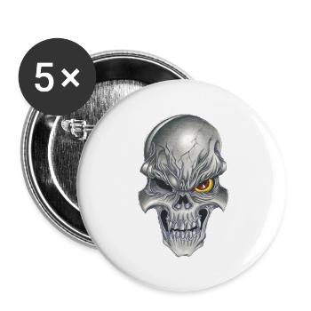 tête de mort hardcore crâne - Lot de 5 grands badges (56 mm) - blanc - Devant