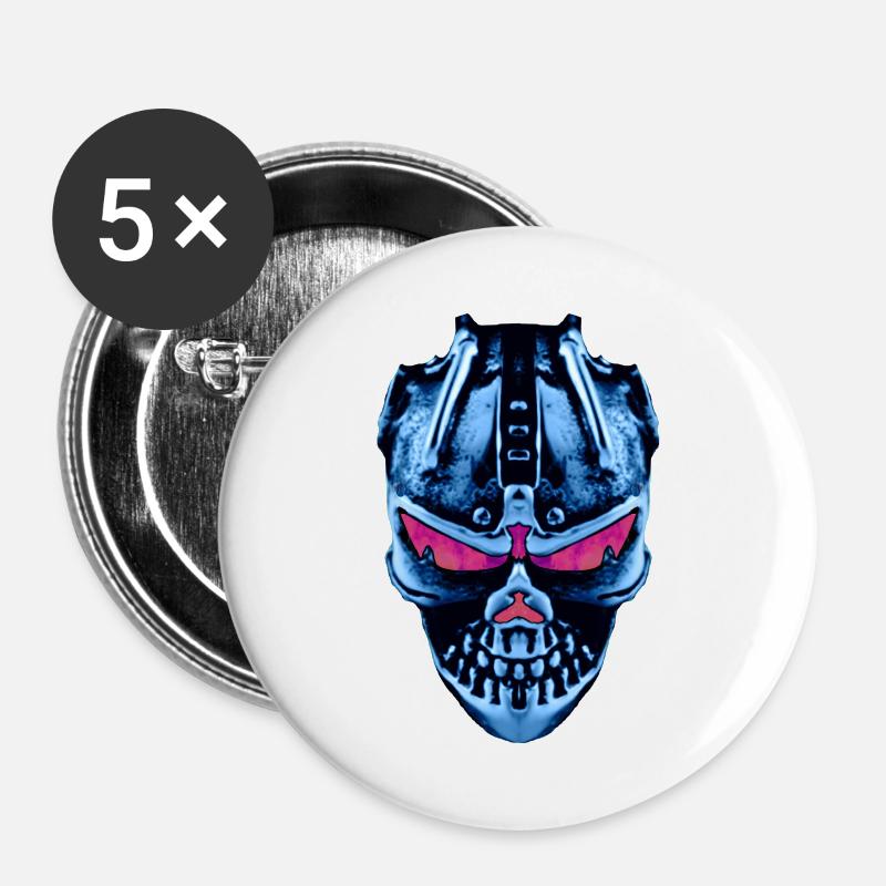 robot skull - Buttons large 2.2''/56 mm (5-pack) - white
