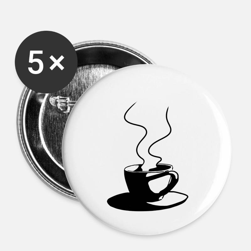 Kaffeetasse - Buttons groß 56 mm (5er Pack) - Weiß