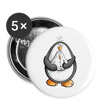 Penguin and snowman are best friends - Buttons large 2.2''/56 mm (5-pack) - white - Front