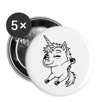 Fille Licorne Dabbing assise - Lot de 5 grands badges (56 mm) - blanc - Devant