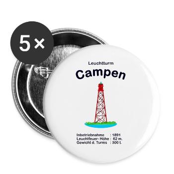 Leuchtturm Campen an der Nordsee Zeichnung - Buttons groß 56 mm (5er Pack) - Weiß - Vorne
