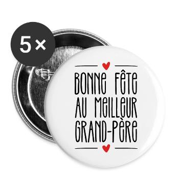 Bonne fête au meilleur grand-père - Lot de 5 grands badges (56 mm) - blanc - Devant