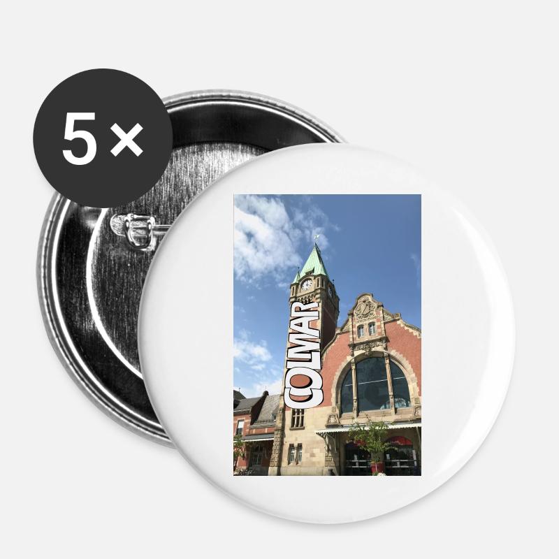 Colmar Graph Railway Station - Buttons large 2.2''/56 mm (5-pack) - white