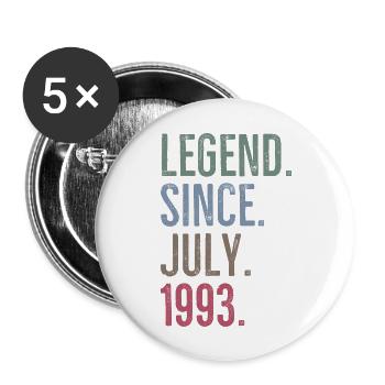 Legende seit Juli 1993 - Buttons groß 56 mm (5er Pack) - Weiß - Vorne