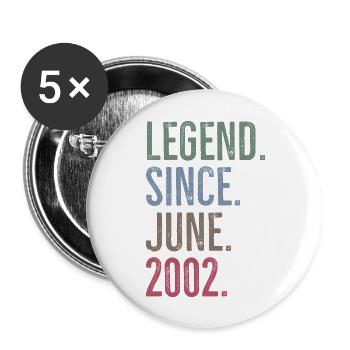 Legende seit Juni 2002 - Buttons groß 56 mm (5er Pack) - Weiß - Vorne
