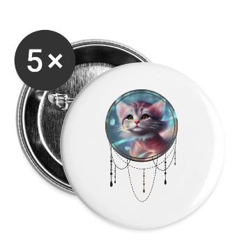 Mignon petit chaton - Lot de 5 grands badges (56 mm) - blanc - Devant