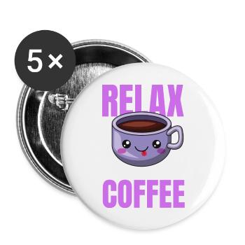 Relaxation Coffee Design - Buttons large 2.2''/56 mm (5-pack) - white - Front