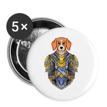 Knight Dog Dog Breed Beagle with Armor - Buttons large 2.2''/56 mm (5-pack) - white - Front