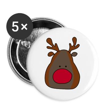 Fröhlicher Rentier-Print für Weihnachten - Buttons groß 56 mm (5er Pack) - Weiß - Vorne