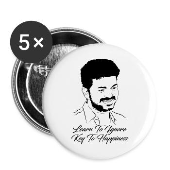 Learn To Ignore Key To Happiness Vijay - Buttons large 2.2''/56 mm (5-pack) - white - Front