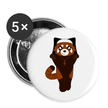Red panda disguised as a nun for Halloween - Buttons large 2.2''/56 mm (5-pack) - white - Front