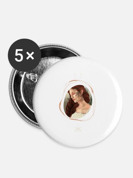 Frau im Portrait - Buttons groß 56 mm (5er Pack) - Weiß