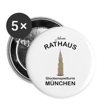 Turm Neues Rathaus München Poster - Buttons groß 56 mm (5er Pack) - Weiß - Vorne