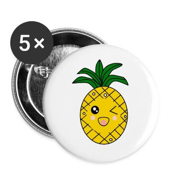 T-shirt d’été Ananas - Lot de 5 grands badges (56 mm) - blanc - Devant