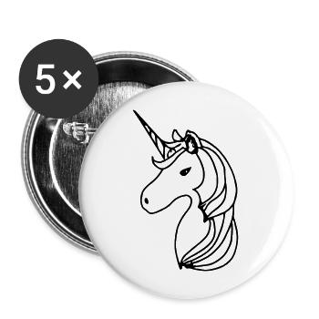 Unicorn Illustration Line Art Gift Idea - Buttons large 2.2''/56 mm (5-pack) - white - Front