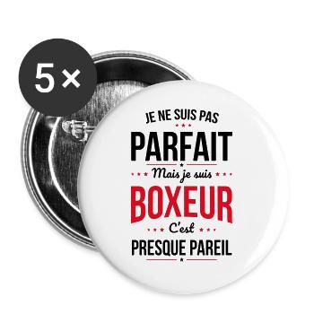 Je ne suis pas parfait mais je suis boxeur - Lot de 5 grands badges (56 mm) - blanc - Devant