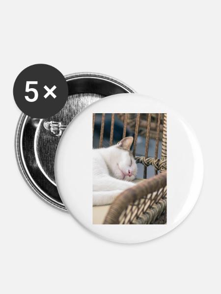 Sleeping Cat - Buttons groß 56 mm (5er Pack) - Weiß