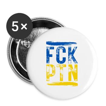 Fuck Putin FCK PTN - Buttons large 2.2''/56 mm (5-pack) - white - Front