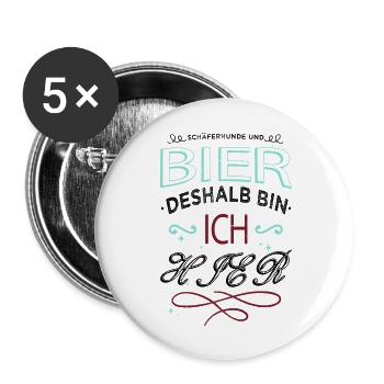 doggie bachhund cool beruf vergolder - Buttons groß 56 mm (5er Pack) - Weiß - Vorne