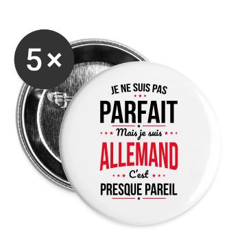 Je ne suis pas parfait mais je suis Allemand - Lot de 5 grands badges (56 mm) - blanc - Devant