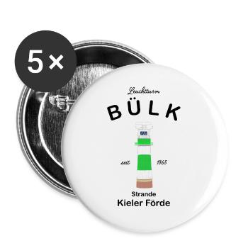 Leuchtturm Bülk, Strande, Kieler Förde, Ostsee - Buttons groß 56 mm (5er Pack) - Weiß - Vorne