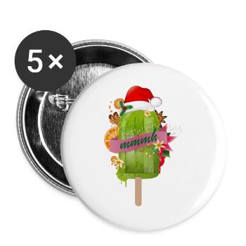 leuchtend grünes Eis am Stil zu Weihnachten - Buttons groß 56 mm (5er Pack) - Weiß - Vorne
