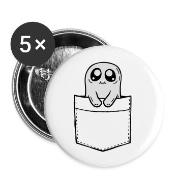 Chest pocket ghost take comic - Buttons large 2.2''/56 mm (5-pack) - white - Front