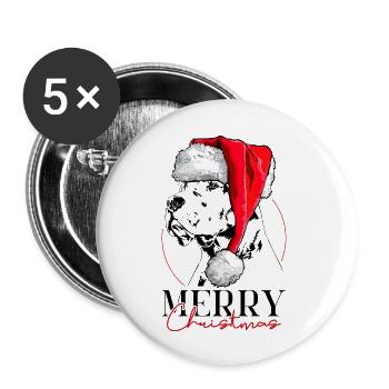Père Noël ARGENTINO Joyeux Noël Chien Wilsigns - Lot de 5 grands badges (56 mm) - blanc - Devant