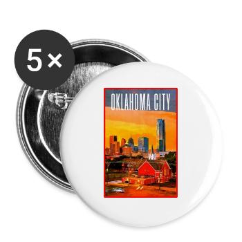 Oklahoma City Skyline Sunset - Buttons large 2.2''/56 mm (5-pack) - white - Front