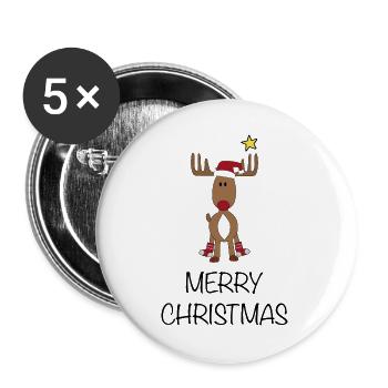 Joyeux Noël - Lot de 5 grands badges (56 mm) - blanc - Devant