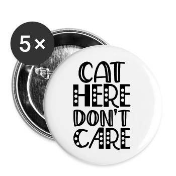cat here don't care - Buttons large 2.2''/56 mm (5-pack) - white - Front