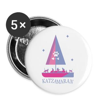Katzamaran Boot - Buttons groß 56 mm (5er Pack) - Weiß - Vorne