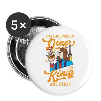 Man reiche mir den Döner - Buttons groß 56 mm (5er Pack) - Weiß - Vorne