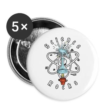Wissenschaft Physik Rockt - Buttons groß 56 mm (5er Pack) - Weiß - Vorne