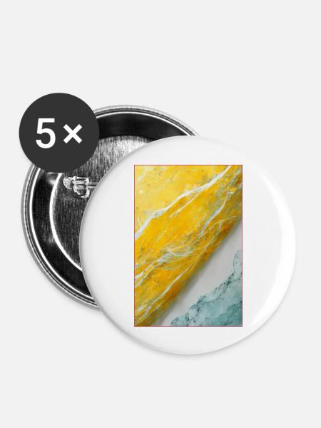 Abstract 4d Pastel Yellow - Buttons groß 56 mm (5er Pack) - Weiß
