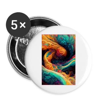 Psychedelic Abstrakt - Buttons groß 56 mm (5er Pack) - Weiß - Vorne