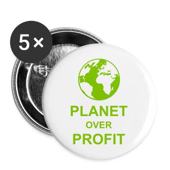 Planète sur le devis de profit - Lot de 5 grands badges (56 mm) - blanc - Devant