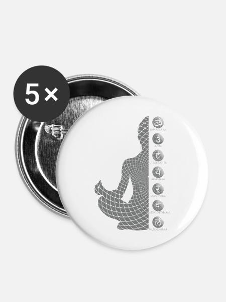 Sieben Chakras - Buttons groß 56 mm (5er Pack) - Weiß