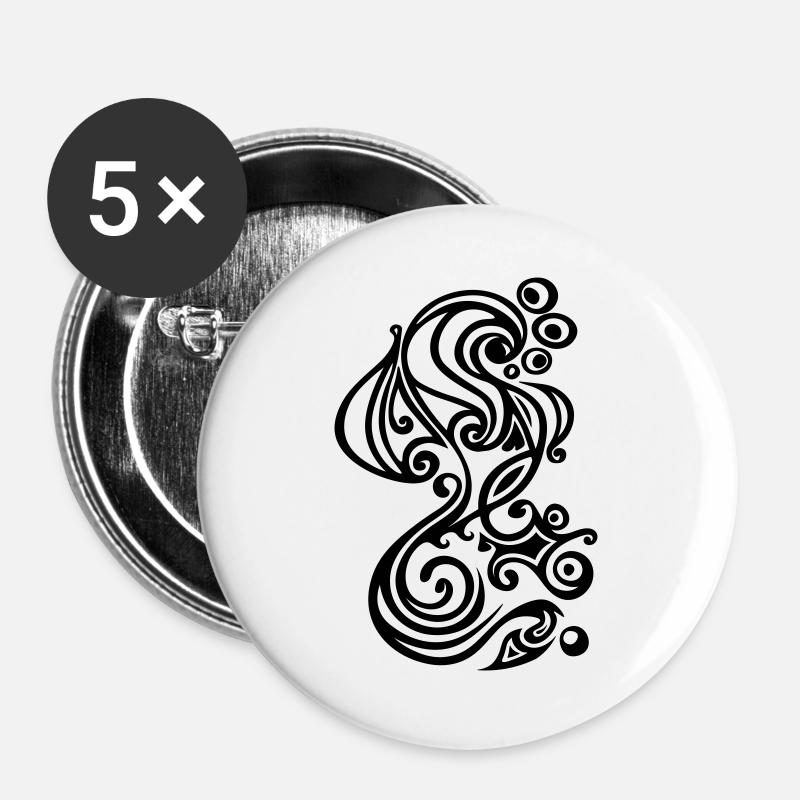 Seahorse - Buttons large 2.2''/56 mm (5-pack) - white