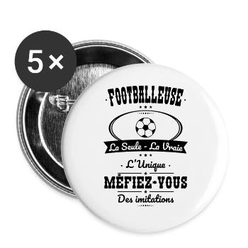 Footballeuse - La seule - La vraie - L'unique - Lot de 5 grands badges (56 mm) - blanc - Devant