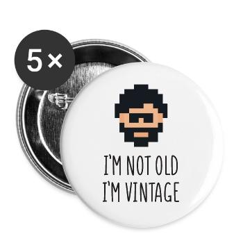 I'm not Old I'm Vintage - Buttons large 2.2''/56 mm (5-pack) - white - Front