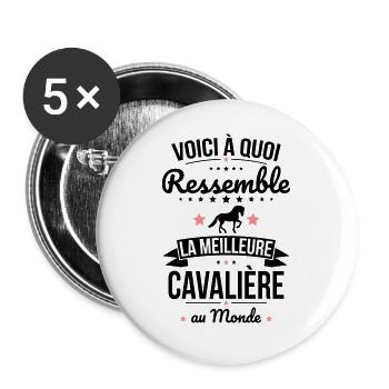 Voici à quoi ressemble la meilleure cavalière - Lot de 5 grands badges (56 mm) - blanc - Devant