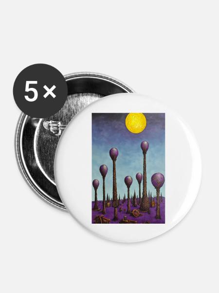 Wald der Pilze - Buttons groß 56 mm (5er Pack) - Weiß