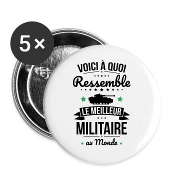Voici à quoi ressemble le meilleur militaire - Lot de 5 grands badges (56 mm) - blanc - Devant