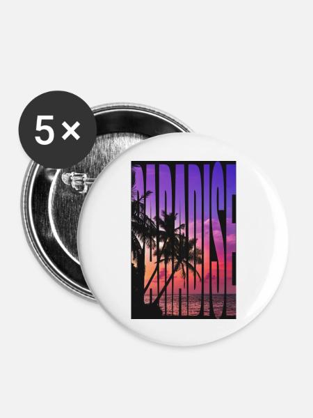Paradise Tshirt Design - Buttons groß 56 mm (5er Pack) - Weiß