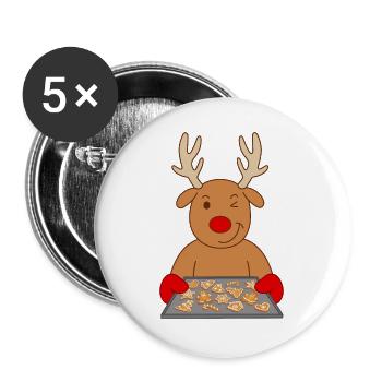 Reindeer Christmas biscuits Baking cookies - Buttons large 2.2''/56 mm (5-pack) - white - Front