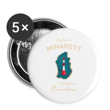 Bremerhaven, lighthouse underfire, minaret, - Buttons large 2.2''/56 mm (5-pack) - white - Front