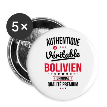 Authentique et véritable Bolivien - Original - Lot de 5 grands badges (56 mm) - blanc - Devant