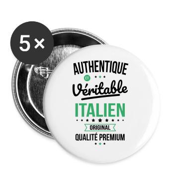 Authentique et véritable Italien - Original - Lot de 5 grands badges (56 mm) - blanc - Devant